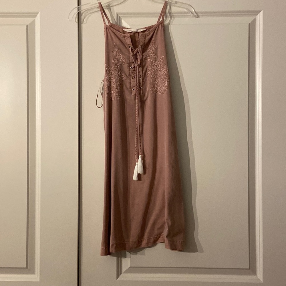 Pink mini dress with tassels